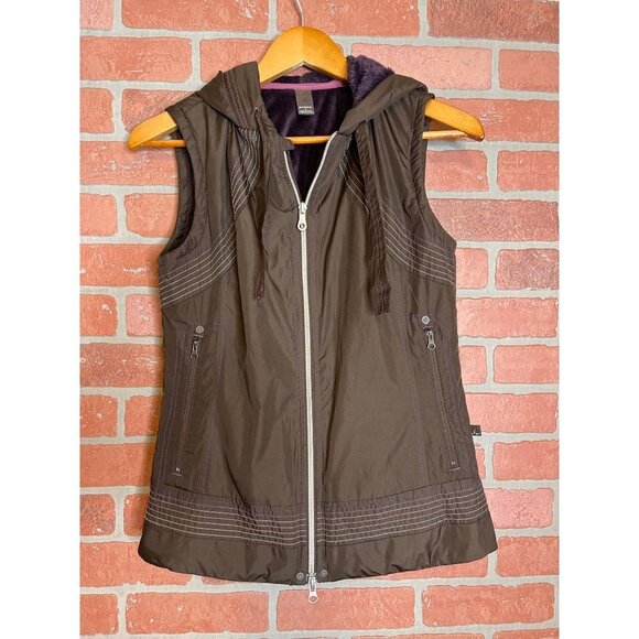 Prana Women's Hooded Vest Full Zip Sleeveless Pockets Drawstring Size Small - Picture 1 of 6